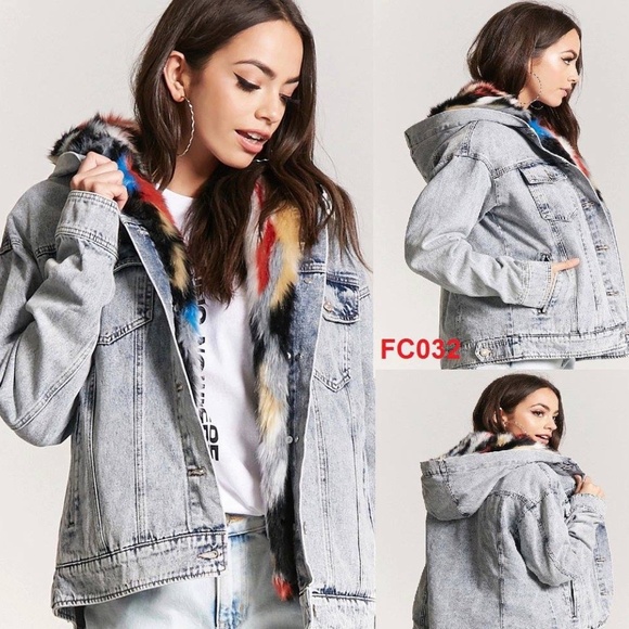 Forever 21 Jackets & Blazers - Forever 21 Denim jacket with colorful removable fur lining Medium